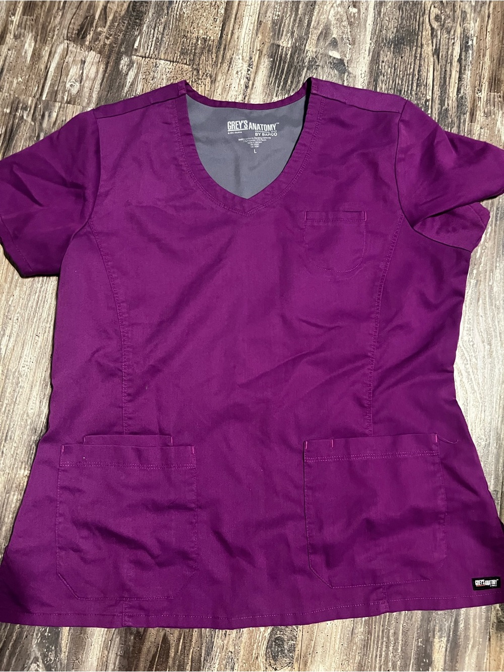 Women’s Grey's Anatomy Purple Medical Scrub Set- Pant-MP, Top-L - Picture 5 of 7